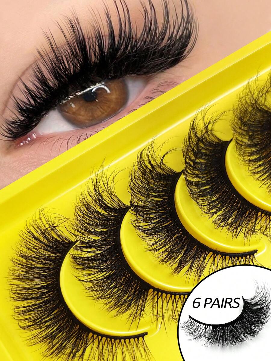 Sibeuna 6 Pairs Of New Fox/Cat Eye False Eyelashes, Create Captivating Makeup, Naturally Curled And Lengthened, Sexy Lashes To Enhance Your Charm. - Black - View 1