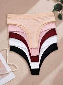 5Pcs Women Ultra-Low Rise Shapely Waist Knitted Panties - Multicolor - View 2