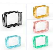 1pc Clear PVC Makeup Bag, Portable Transparent Cosmetic Bag Waterproof ...