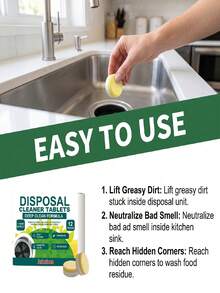 jakehoe 12Pcs Garbage Disposal Cleaner Tablets, Foaming Drain Cleaning Tablets For Kitchen Sink, Fast Dissolving Formula Removes Grime, Grease & Food Residue, Neutralizes Odors, Freshens Disposal Blades & Drain Pipe, Easy Kitchen Care - Liquid - View 4