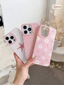 3件組條紋印花 TPU 防震全包覆精準保護殼，適用於 Apple 11/12/13/14/15/16/16Pro/16ProMax/17/17pro/17ProMax/18pro/18ProMax - 彩色 - 查看 2