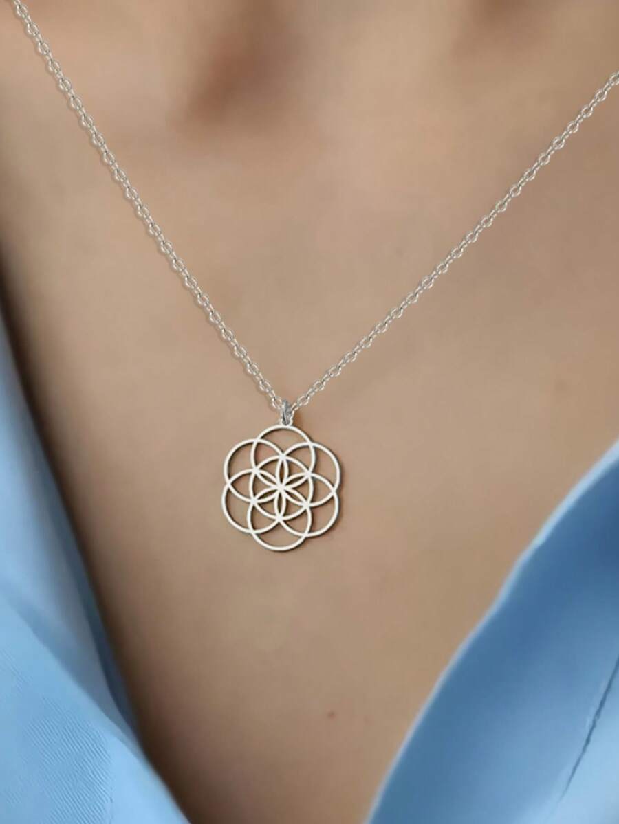 1pc Beautiful Necklace For Women, Wedding, Engagement, Party, Jewelry, Valentine's Day Gift - Silver - View 1