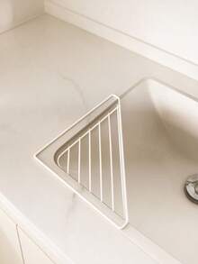 Triangular Corner Sink Drying Rack With Towel Bar, Metal Kitchen Sink Caddy Organizer With Drainage Grid, Sponge Brush Dish Cloth Holder For Kitchen Countertop Accessory, Christmas Essential - Multiple Styles - View 12