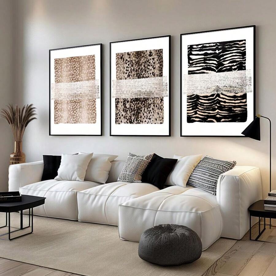 1/3pcs Framed/Unframed Luxury Fashion Animal Pattern Canvas Poster Abstract Leopard Zebra Print Stockholm Style Wall Art Maximalist Y2K Aesthetics Decor For Office,Studio,Entryway,Living Room,Modern Home Decoration - Poster - View 1