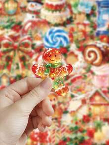 50pcs Christmas Dessert Stickers For Planner, Diary, Notebook, Tablet, Scrapbook, Planner, Greeting Card, Envelope, Water Bottle, Phone Decoration, Party Gift - Multicolor - View 7
