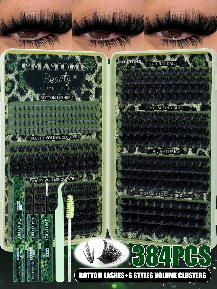 384/520/396pcs Jungle Print Lash Book DIY Kit, 6 Styles Mixed Volume ...