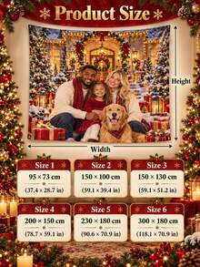 1pc Custom Photo Tapestry Backdrop, Personalized Christmas Family Picture Banner, Polyester Fabric Wall Hanging For Birthday Baby Shower Wedding Party Photography, Holiday Home Decor, Living Room Background, Custom Photo Gift - Multicolor - View 5