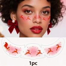Christmas Freckle Temporary Face Tattoo Stickers - 1pc, Bell Gingerbread Man Reindeer Heart Pattern, Waterproof Self-Adhesive Fake Freckle Tattoo Stickers, Holiday Body Painting Tattoo, Suitable For Christmas Party, Holiday, Rave Music Festival - Multicolor - View 11