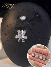 HPY905-Bowknot Colorful Rhinestone Bear Navel Piercing - Multicolor - View 9