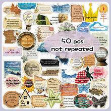 50pcs Vintage Inspirational English Art Fresh Healing Ins Style Distressed Decorative Stickers For Scrapbooking - View 11