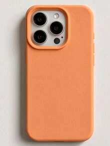 溝槽按鈕高品質液態矽膠手機殼，相容 iPhone 18 Pro Max 17 16 15 14 13 12 11 Pro Max，柔軟蠟感觸感，親膚舒適 - 橘色 - 查看 1