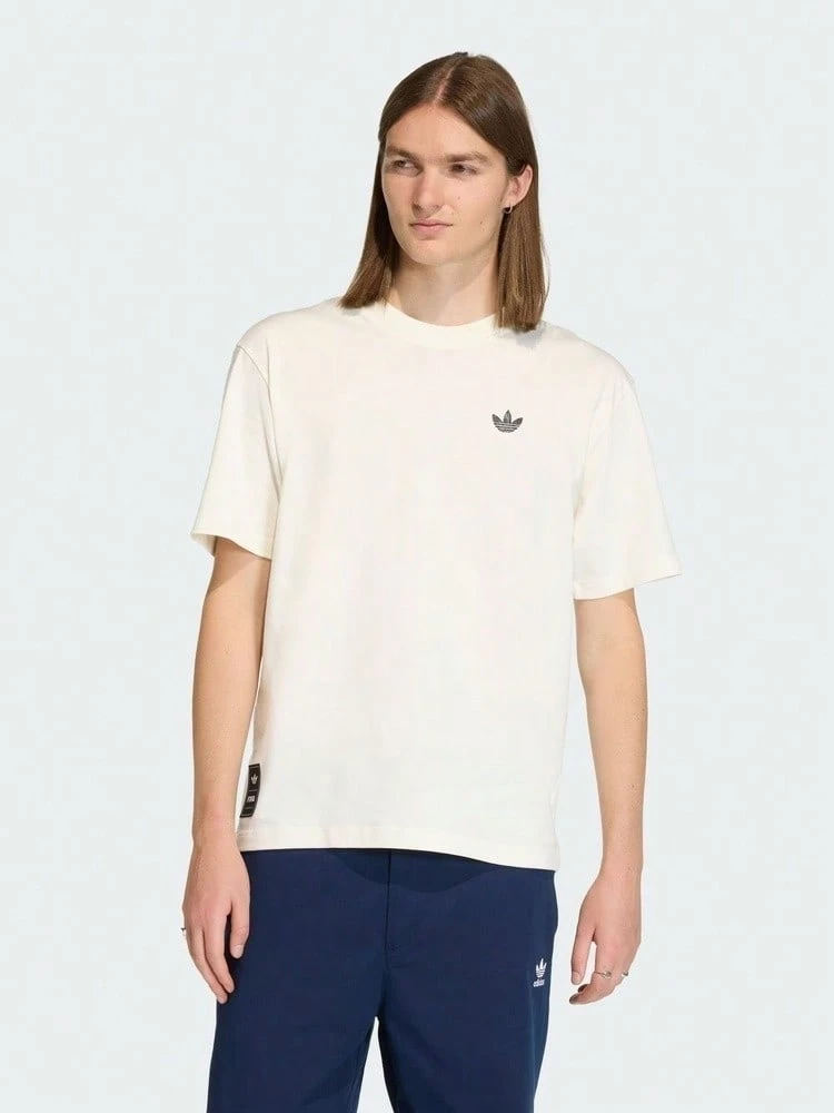 Adidas Originals Men's FLAG GFX SS Short Sleeve T-Shirt Knit Collarless Short TKD1430 - Beige - View 1