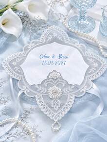 Personalized Bridal Handkerchief With Custom Name & Wedding Date, Elegant Lace Wedding Hanky, Keepsake Gift Box For Bride, Bridesmaids Gift - Multicolor - View 5