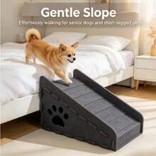 New Pet Ramp (Suitable For High Beds And Sofas) - Felt Cat And Dog Climbing Ladder With Comfortable Hidden Cat Bed And Cute Paw Print Perforated Safety Ramp. Joint Friendly, Suitable For Elderly Dogs, Puppies, And Cats - Multicolor - View 2