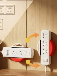 Suction Cup Power Strip Holder, No Drill Wall Mount Surge Protector Fixer, Under Desk Wall Socket Organizer With Protective Stickers For Home Cable Management - Multicolor - View 5