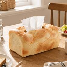 1pc Realistic Bread-Shaped Tissue Box, Fun Pretzels/Toast Design, Suitable For 4.3 X 3.1In Tissue Size,Desktop Tissue Organizer,For Living Room,Bedroom,Kitchen,Office,Cafe,Bakery Creative Food-Themed Home Decor.Room Decoration, Christmas Gifts - Multicolor - View 10