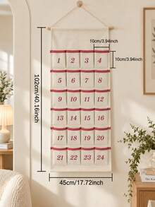 1pc Customized Text Christmas Countdown Wall Hanging Advent Calendar, 24 Pockets Storage Scroll With Embroidery Details, 2 Styles Available, Holiday Indoor Wall Decor, Thoughtful Gift For Friends And Housewarming Recipients - Multicolor - View 10