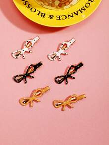 2 Pcs Metal Duckbill Polka Dot Hair Clips, Bow Shape Snap Barrettes For Bangs & Side Hair, Women Aesthetic Hair Accessories, Gift - Multicolor - View 3