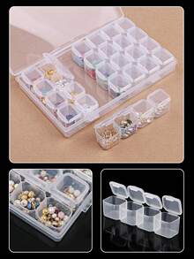 Transparent Nail Art Storage Box With Lid, Detachable & Assemblable Desktop Organizer, Portable Plastic Compartment Storage Box For Nail Rhinestones, Jewelry And Small Accessories - Clear - View 2