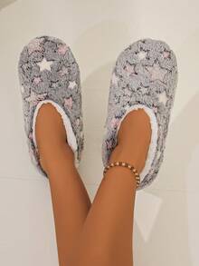 RALSWNAY Women's Flat Home Slippers New Fashion Star Soft Comfortable Lightweight Padded Slippers - Dark Grey - View 6