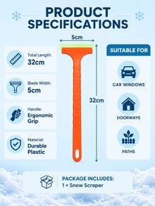1/3pc 32cm Portable Car Ice Scraper, Ergonomic Non-Slip Handle, Plastic+PU Blade, T-Shaped 3-In-1 Snow Shovel, Wear-Resistant Blade, Removes Snow And Frost, Winter Car Windshield Snow Scraper, Suitable For Cars, Home, Garden - Snow Shovel - View 6