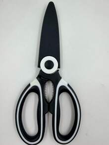 1pc Minimalist Black & White Multi-Function Kitchen Scissors, Stainless Steel Material, Can Cut Vegetables & Meat, Open Bottle Caps, Scrape Fish Scales, Crack Walnuts, Suitable For Kitchen Meal Prep, Family Gatherings, Outdoor Picnics, Heavy-Duty Food Scissors For Home Use, Easy To Clean Multi-Purpose Kitchen Scissors, Suitable For Christmas, Thanksgiving, Birthday Parties And Other Holidays - Multicolor - View 12