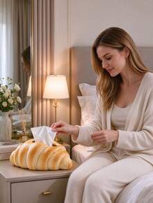 1pc Realistic Bread-Shaped Tissue Box, Fun Pretzels/Toast Design, Suitable For 4.3 X 3.1In Tissue Size,Desktop Tissue Organizer,For Living Room,Bedroom,Kitchen,Office,Cafe,Bakery Creative Food-Themed Home Decor.Room Decoration, Christmas Gifts - Multicolor - View 9