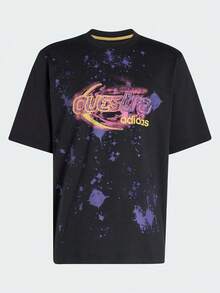 Adidas Originals Men's Graphic Tee Short Sleeve Knit Collarless T-Shirt TKX4844 - Black - View 2