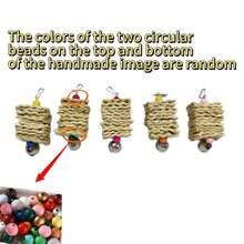 Natural Parrot Chewing Toy With Bell, Hanging Bird Cage Accessory, Parrot, Budgie, Lovebird Beak Grinding Stress Relief Toy - View 3