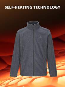 CAMEL CROWN Men's Fleece Jacket, Windproof Warm Sweatshirt, Thick Lining, Stand Collar Design - Ink Gray - View 3