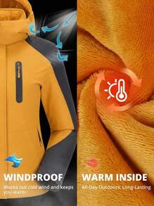 CAMEL CROWN Women's Ski Jacket Waterproof Windproof Fleece Lined Winter Coat Detachable Hood Outdoor Snow Jacket - Sunflower/ Brown - View 4
