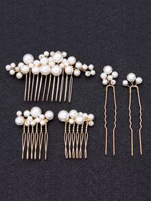 Mother Of The Bride Wedding Hair Accessories Silver 3 Hair Combs + 2 Hairpins,Haircomb - Multicolor - View 5