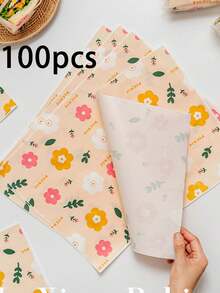 100pcs Food Packaging Greaseproof Wax Paper, Oil-Resistant Disposable Wrapping Paper, Suitable For Sandwiches, Fries, Burgers, Multi-Purpose Kitchen Paper, Takeout Snacks, Home Use, Kitchen Essential, Suitable For Wedding Occasions - Multicolor - View 15