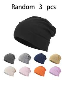 1pc Solid Black All-Match Versatile Beanie Hat, No Brim, Multi-Color Options, Versatile, Warm And Comfortable - Multicolor - View 9
