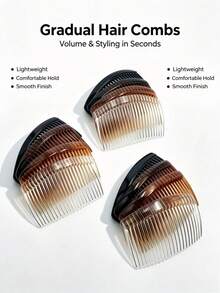 3pcs 23-Teeth Hair Comb Bangs Comb Hair Styling Tool, French Style Side Hair Comb Non-Slip Comb For Women And Girls Hair Accessories - Multicolor - View 2