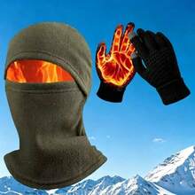 2 Pieces,Multi-Use Winter Thermal Protection Set, Balaclava Hood Mask + Touchscreen Knitted Gloves, Ideal For Ski, Run, Bike, Camping - A - View 9
