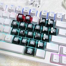 Pixel Rabbit Heart Keycaps 21 Keys DIY Cute Transparent Light-Transmitting PC Material Original Height Compatible With Mechanical Keyboards - View 4