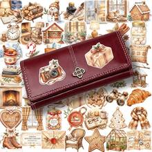 50pcs Cozy Winter Themed Stickers, Warm Fireplace & Holiday Scene Decals, Ideal For Journal Decor, Laptop Embellishment, Planner Decoration - one-size - View 4
