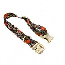 New Cherry Leopard Print & Sunflower Pattern Nylon Dog Collar With Zinc Alloy Metal Buckle, Soft Comfortable Wear-Resistant Non-Choking Adjustable Length Pet Collar, Suitable For All Seasons, Easy To Fasten And Unfasten, Fits All Medium To Large Dog Breeds, Christmas New Year Birthday Wedding Holiday Gift Pet Accessory - Multicolor - View 9