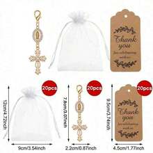 20 Sets/60 Pieces Gold Cross Keychain Set, Greeting Card Set, Baptism Gift Set, Communion Gift, Baptism Favor, Communion Decoration - Multicolor - View 9