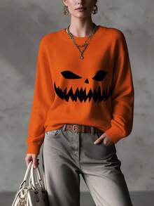 ASHKATIA Women's Plus Size Long Sleeve Sweater, Autumn/Winter Halloween Party Outfit - Multicolor - View 10
