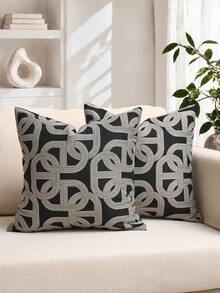 1 Piece Luxury Decorative Throw Pillow Cover Set, Textured Geometric Square Design, Suitable For Sofa, Living Room, Bedroom, Farmhouse, Also As Gifts - Taupe-beige - View 7