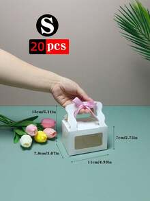 1/5/10/20pcs Holiday Party Bow Gift Boxes With Transparent Display Window, Brown White Pink Packaging Boxes, European Style Wedding Candy Boxes, Suitable For Birthday, Wedding, Bridesmaid Proposal, Valentine's Day, Graduation Season Decoration - Gift Box - View 13