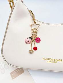 1pc Cute Ladybug Bag Charm, Cherry Keychain, Daisy Pendant Wallet Accessory, Car Key/Phone Charm, Room Decor, Travel Essential Accessory, Christmas Stocking Stuffer Gift For Women, Cute Little Things For Ladies - Multicolor - View 2