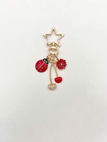 1pc Cute Ladybug Bag Charm, Cherry Keychain, Daisy Pendant Wallet Accessory, Car Key/Phone Charm, Room Decor, Travel Essential Accessory, Christmas Stocking Stuffer Gift For Women, Cute Little Things For Ladies - Multicolor - View 10