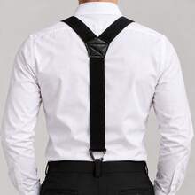 1pc Geometric Pattern Elastic Band Suspenders, 3-Clip, All Season, For Men - A - View 2