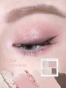 Eunarz 4-Color Matte Glitter Eyeshadow Palette, Soft Powder Texture, High Pigment, Easy To Blend, Long-Lasting Natural Daily Makeup, Makeup Gift Set - #026 GOLDENROSE - View 2