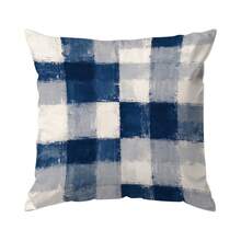 4pcs/1pc Blue Gray Square Abstract Grid Pattern Pillow Case, Single-Sided Printed Pillow Cover, Suitable For Living Room Bedroom Home Decor, All Season Pillow Case - Multicolor - View 11