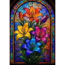 1PC DIY 5D Diamond Painting Kit Colorful Lily Flower Pattern - Round Full Drill Art Mosaic Craft, Home Wall Decor, Unframed - No Frame - View 8