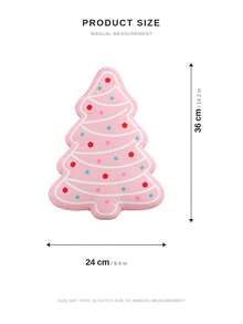 Pink Christmas Tree Decorative Pillow, Sweet Snowflake Cushion, Suitable For Sofa Bed, Holiday Home Decor Accent - Pink - View 5